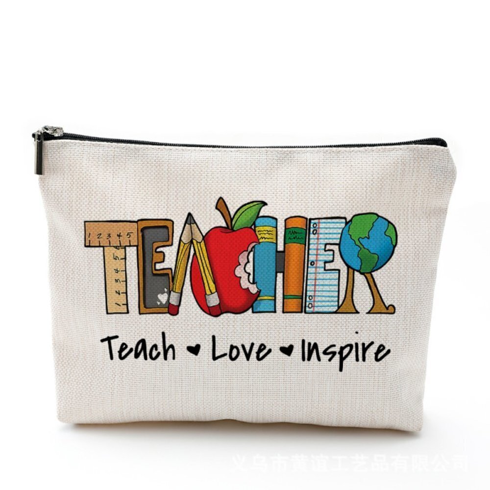 Cotton Linen Zippered Cosmetic Bag